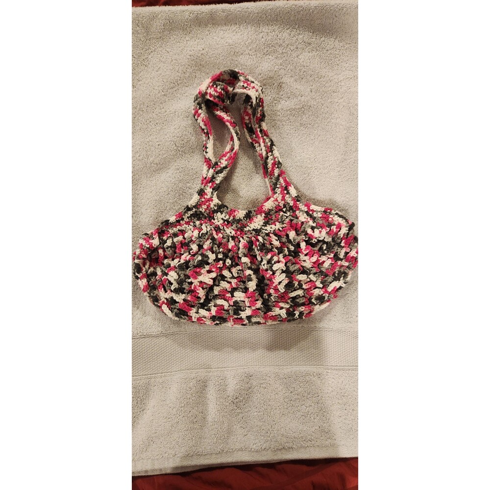 Pink, black, Grey and white mesh market bag
